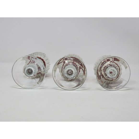 Vintage Home Interior Set Of 3 Stemmed Clear Ribbed Tulip Cut Glass Look - Picture 6 of 9